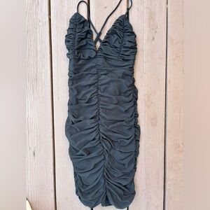 Lulus Flaunt it That Way Black Ruched Bodycon Mini Dress